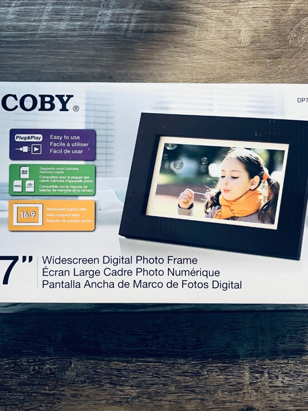 NEW Coby 7” Digital Photo Frame DP700WD – Widescreen, Plug & Play